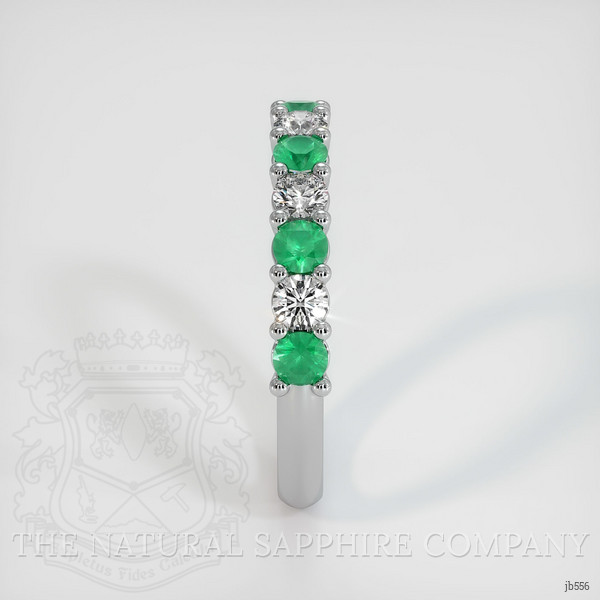 18K White Gold Emerald and Diamond Prong Wedding Band
