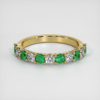 18K Yellow Gold Emerald and Diamond Prong Wedding Band Video