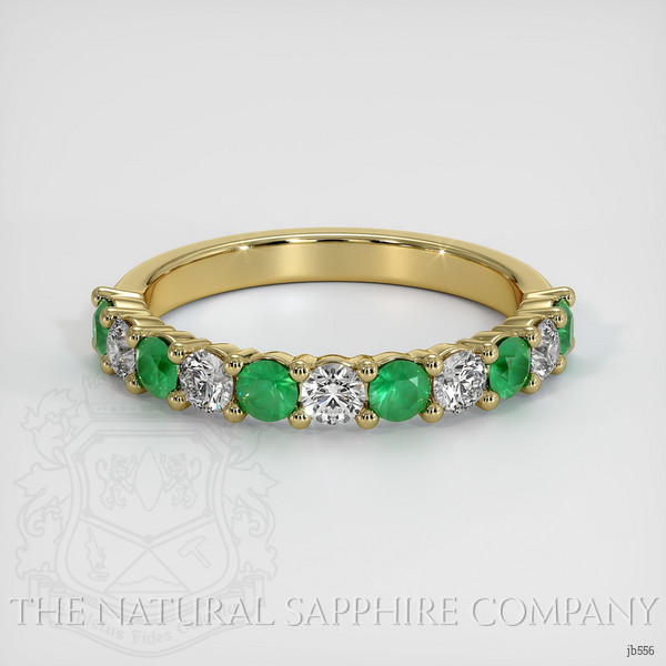 18K Yellow Gold Emerald and Diamond Prong Wedding Band