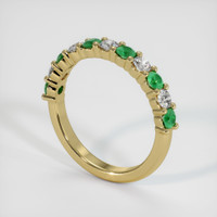 18K Yellow Gold Emerald and Diamond Prong Wedding Band Image