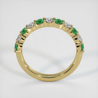 18K Yellow Gold Emerald and Diamond Prong Wedding Band Image