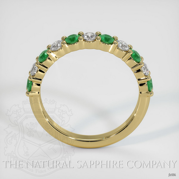 18K Yellow Gold Emerald and Diamond Prong Wedding Band