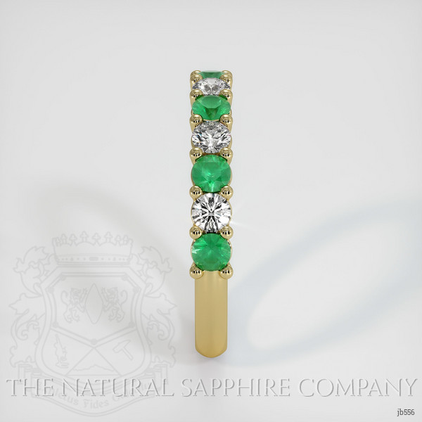 18K Yellow Gold Emerald and Diamond Prong Wedding Band