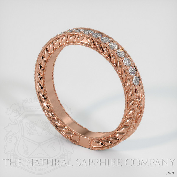 14K Rose Gold Diamond Antique Style Wedding Band