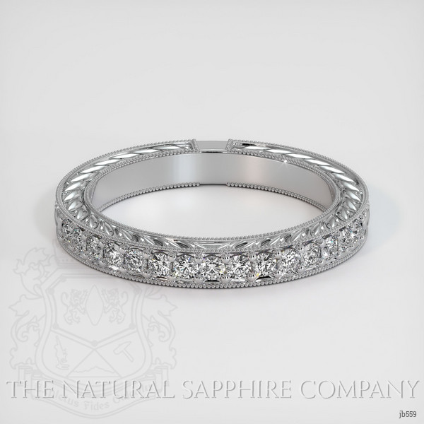 14K White Gold Diamond Antique Style Wedding Band