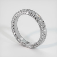 18K White Gold Diamond Antique Style Wedding Band Image