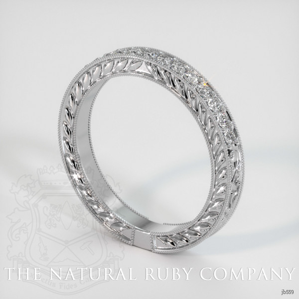 18K White Gold Diamond Antique Style Wedding Band