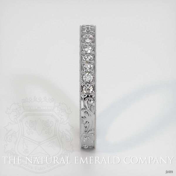 18K White Gold Diamond Antique Style Wedding Band