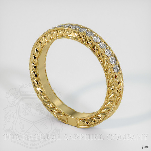 18K Yellow Gold Diamond Antique Style Wedding Band