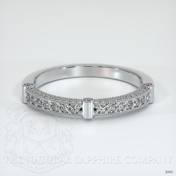 14K White Gold Diamond Antique Style Wedding Band
