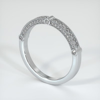 18K White Gold Diamond Antique Style Wedding Band Image