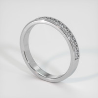 18K White Gold Diamond Antique Style Wedding Band Image