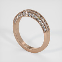 14K Rose Gold Diamond Antique Style Wedding Band Image