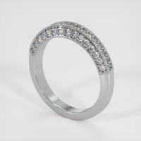 14K White Gold Diamond and Diamond Antique Style Wedding Band Image