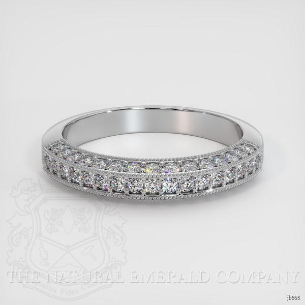 18K White Gold Diamond and Diamond Antique Style Wedding Band