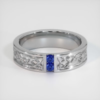 Platinum 950 Blue Sapphire Men's Wedding Band Video