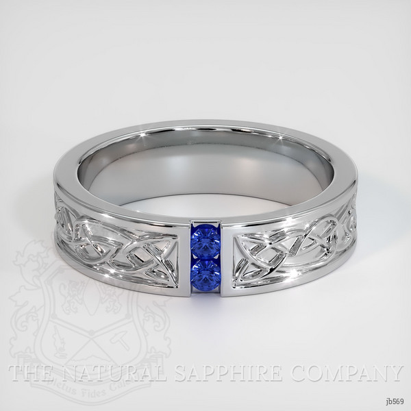 Platinum 950 Blue Sapphire Men's Wedding Band