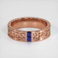 14K Rose Gold Blue Sapphire Men's Wedding Band Video