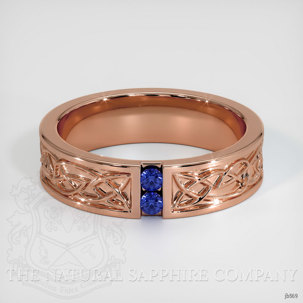 14K Rose Gold Blue Sapphire Men's Wedding Band