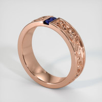 14K Rose Gold Blue Sapphire Men's Wedding Band Image