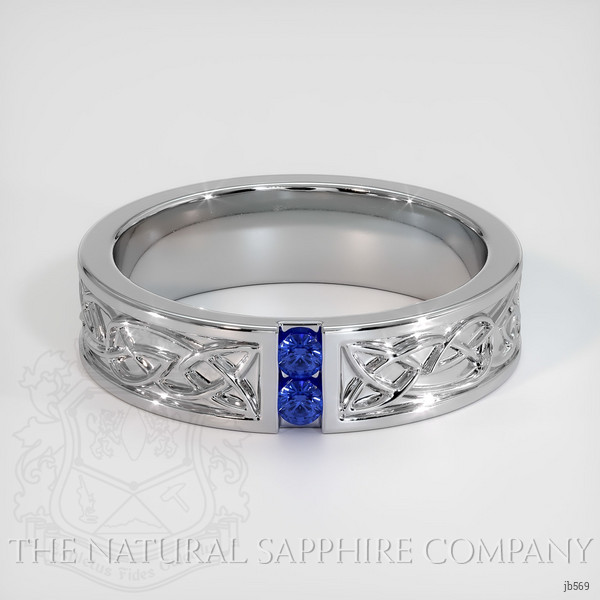 14K White Gold Blue Sapphire Men's Wedding Band