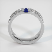 14K White Gold Blue Sapphire Men's Wedding Band Image