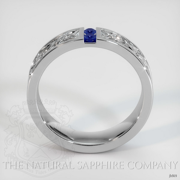 14K White Gold Blue Sapphire Men's Wedding Band