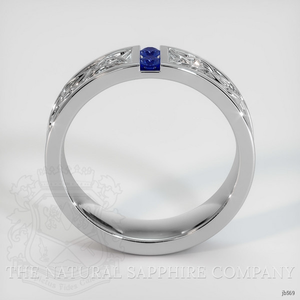 18K White Gold Blue Sapphire Men's Wedding Band