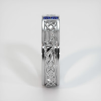 18K White Gold Blue Sapphire Men's Wedding Band Image