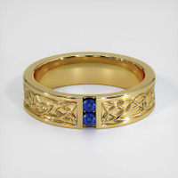 14K Yellow Gold Blue Sapphire Men's Wedding Band Video