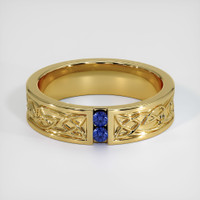 18K Yellow Gold Blue Sapphire Men's Wedding Band Video