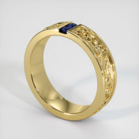 18K Yellow Gold Blue Sapphire Men's Wedding Band Image