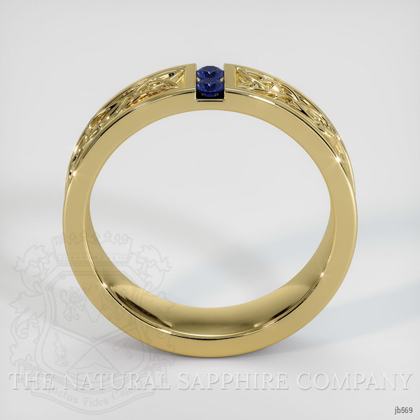 18K Yellow Gold Blue Sapphire Men's Wedding Band