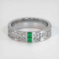 18K White Gold Emerald Men's Wedding Band Video