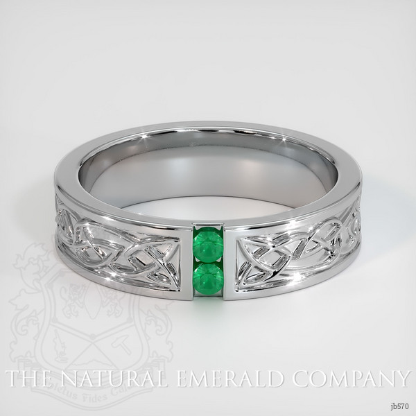 18K White Gold Emerald Men's Wedding Band