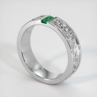 18K White Gold Emerald Men's Wedding Band Image