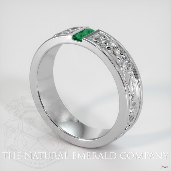 18K White Gold Emerald Men's Wedding Band