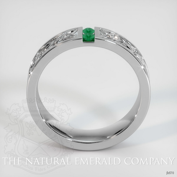 18K White Gold Emerald Men's Wedding Band