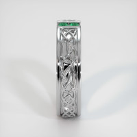18K White Gold Emerald Men's Wedding Band Image