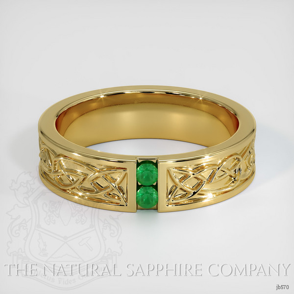 18K Yellow Gold Emerald Men's Wedding Band