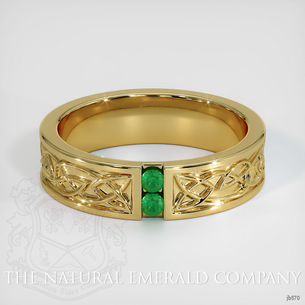18K Yellow Gold Emerald Men's Wedding Band