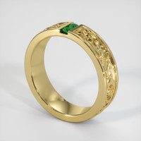 18K Yellow Gold Emerald Men's Wedding Band Image