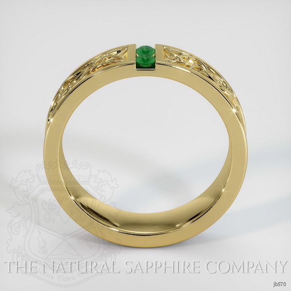 18K Yellow Gold Emerald Men's Wedding Band
