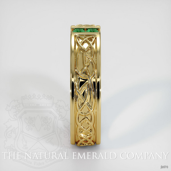 18K Yellow Gold Emerald Men's Wedding Band