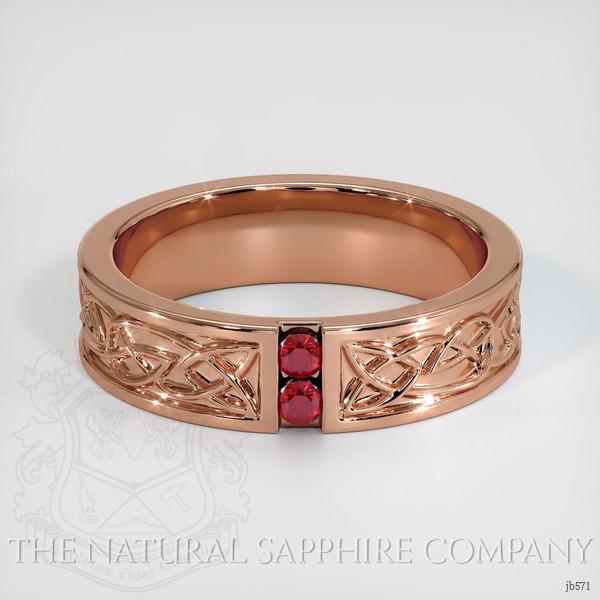 14K Rose Gold Ruby Men's Wedding Band
