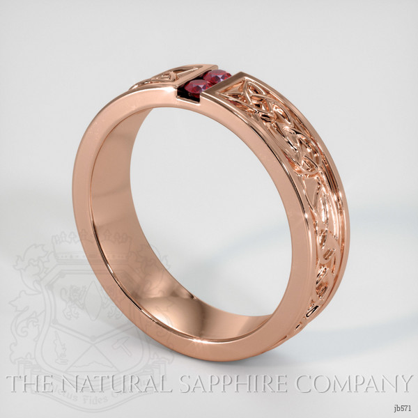 14K Rose Gold Ruby Men's Wedding Band