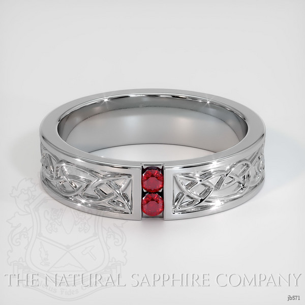 14K White Gold Ruby Men's Wedding Band
