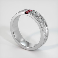 14K White Gold Ruby Men's Wedding Band Image