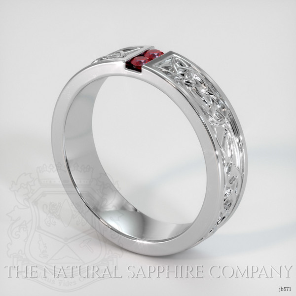 14K White Gold Ruby Men's Wedding Band