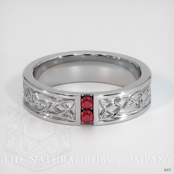 18K White Gold Ruby Men's Wedding Band